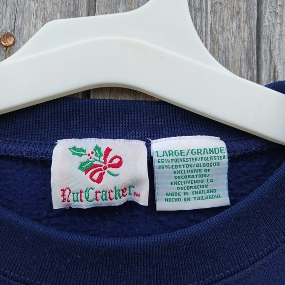 Vintage Nutcracker Sweatshirt Womens Sz L Blue Christmas Snowman Happy Holidays - Picture 4 of 4